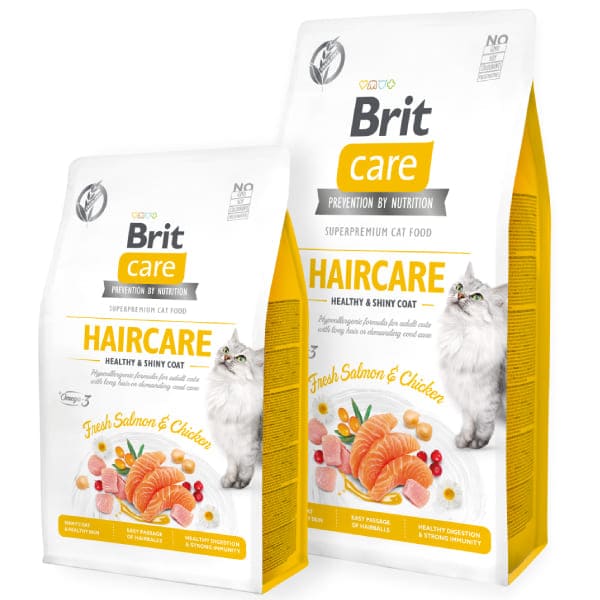 BRIT CARE CAT HAIRCARE sausā barība kaķiem Lasis, vista 7kg